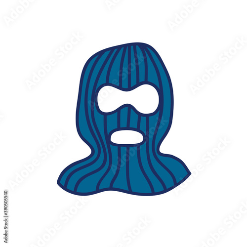 balaclava hat, thief hat icon, vector color illustration