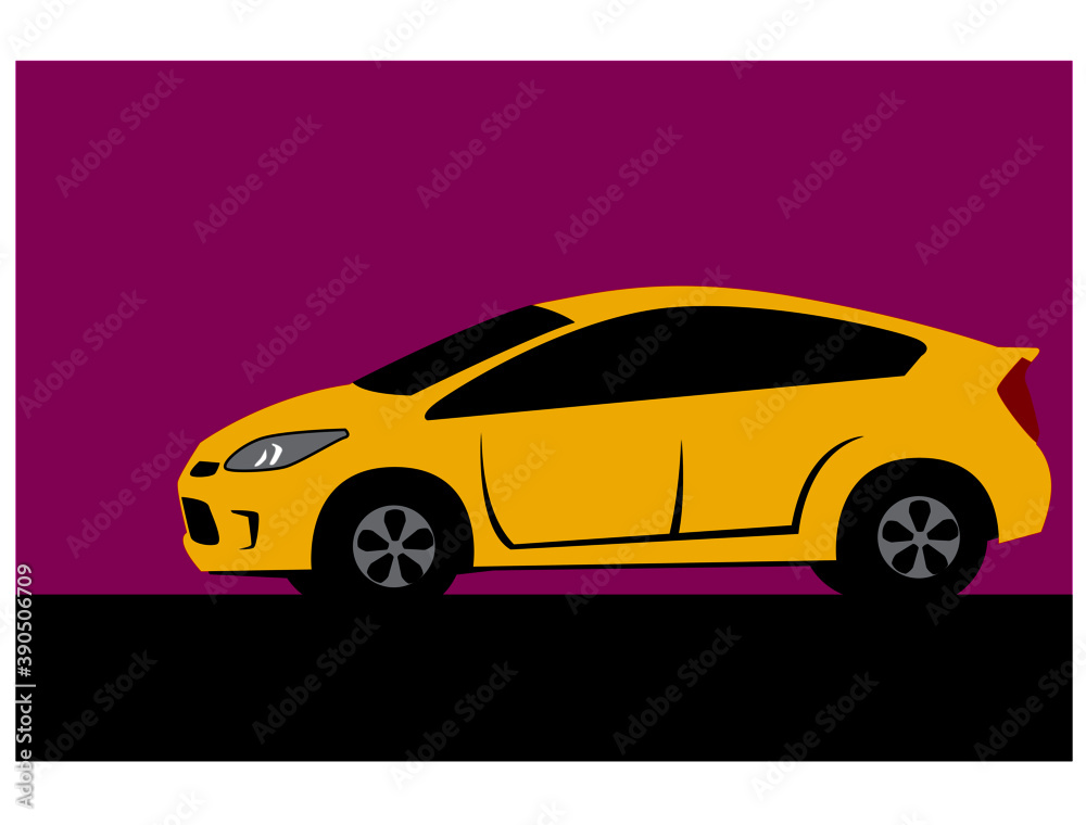 Drawing of a modern city car. Vector image for illustrations.