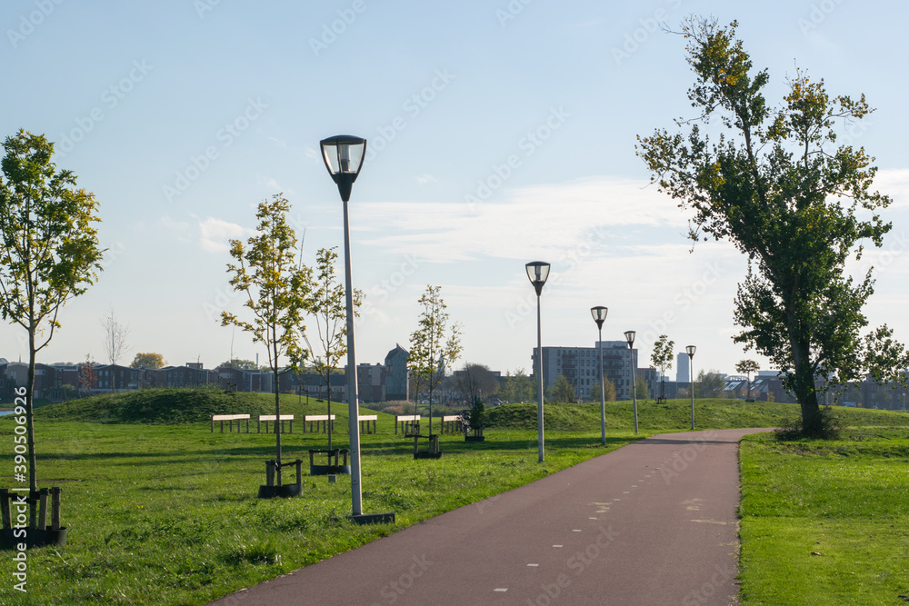 A bike path to the city in Nijmegen, the Netherlands
