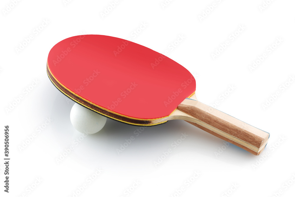 Table tennis bat ping pong paddle with ball on white foto de Stock | Adobe  Stock