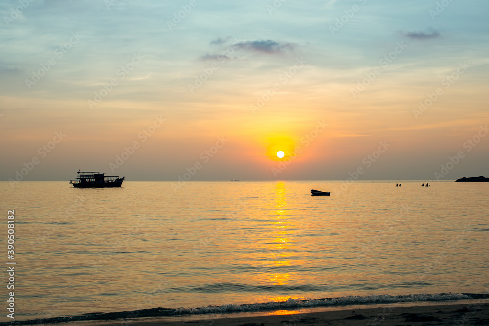 Beautiful sunset on the Sea coast. Thailand.