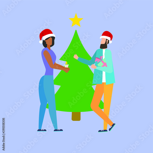 people talking to each other, conversation on a holiday theme, vector illustration