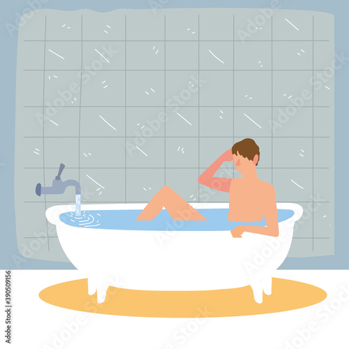 man taking bath in bathtub