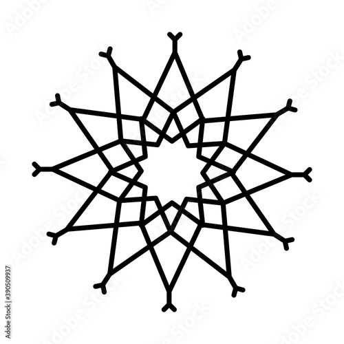 mandala snowflake icon, line style