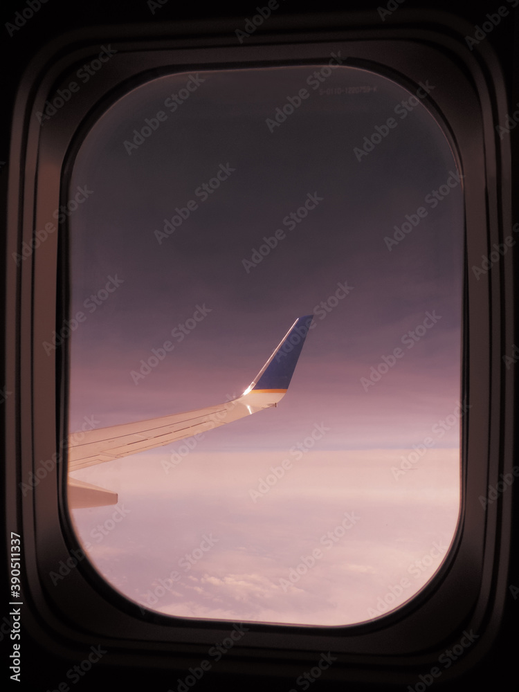 Airplane in the sky - View from the window Airplane in the sky - View from the window