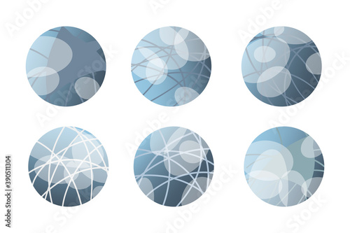  Highlights. Set for social networks and sites. Abstract gray-blue set in pastel colors. Vector illustration. 