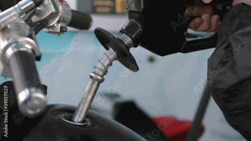 Gassing up a motorcycle