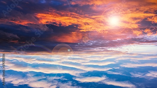Colorful sky and sunrise. Natural landscape of the atmosphere , 