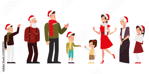 christmas happy people with hat and scarf celebrating season party