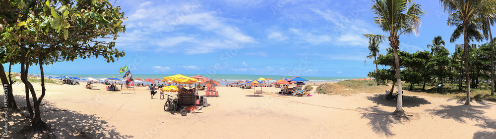 Recife / Pernambuco / Brazil. November, 05, 2020. Panoramic view of Boa Viagem beach, in the south of Recife.
