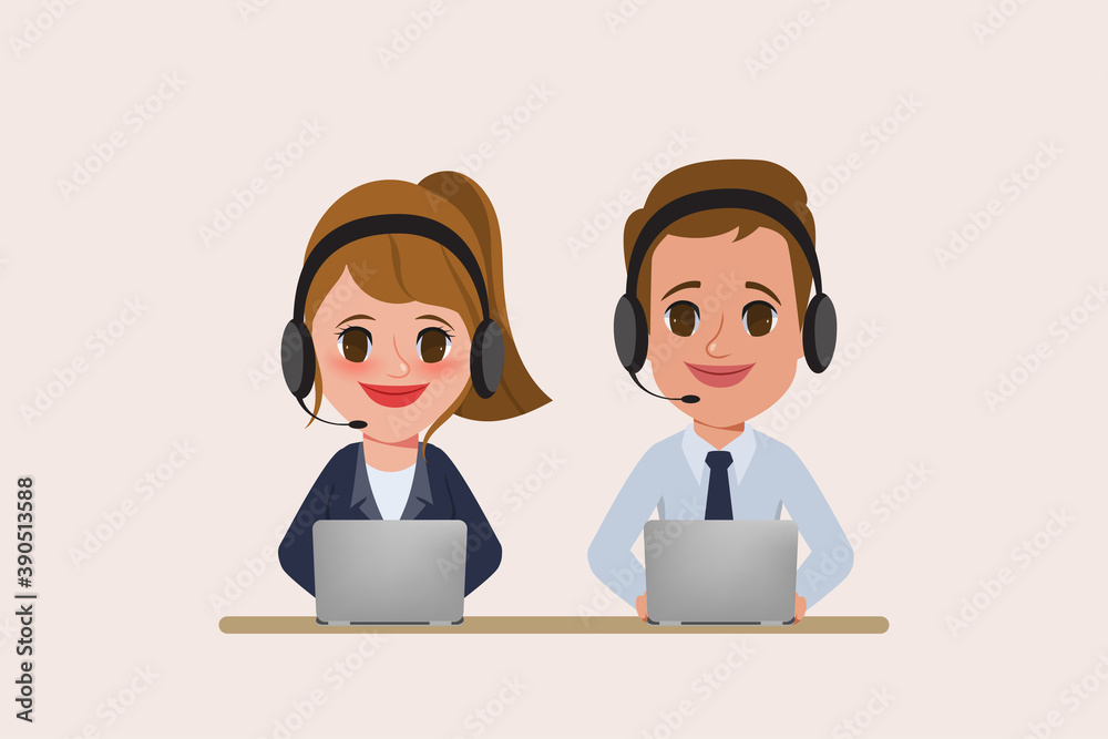 Call center and customer service character. Call center and customer service character.