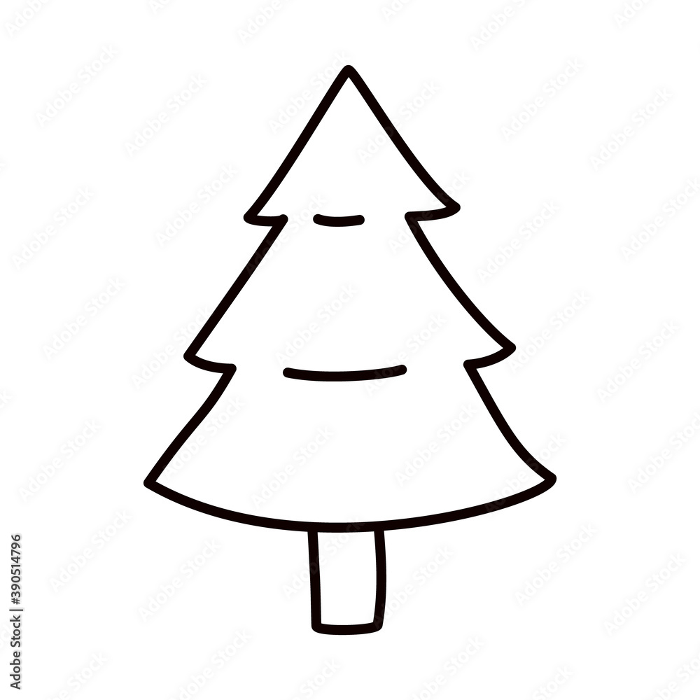 christmas pine tree icon, line style christmas pine tree icon, line style