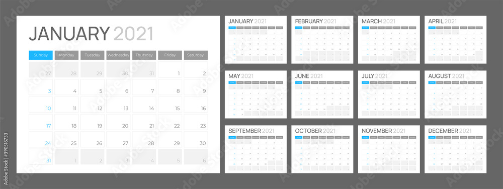 Clean 2021 Calendar Design Clean 2021 Calendar Design