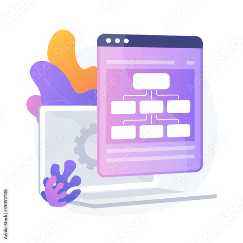 Web hosting service. Information chains and content management. Networking, connection, synchronization. Internet server, data storage. Vector isolated concept metaphor illustration