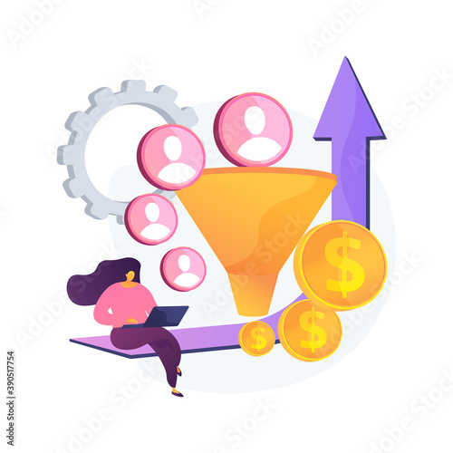 Conversion rate optimization abstract concept vector illustration. Digital marketing system, lead attraction marketing, increasing website guests, convert visitors into customers abstract metaphor.
