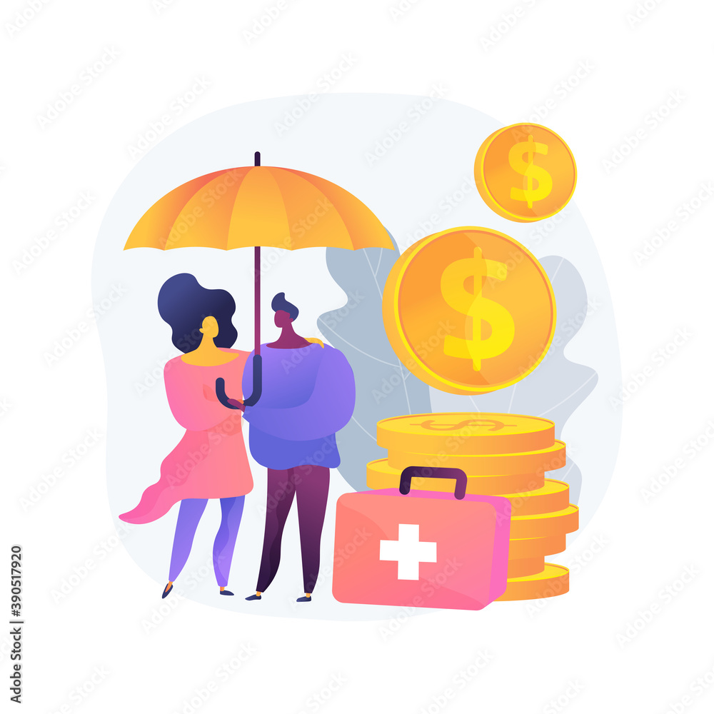 Emergency support fund abstract concept vector illustration. Support for sick people, quarantined, or in directed self-isolation, governmental help, emergency response benefit abstract metaphor.