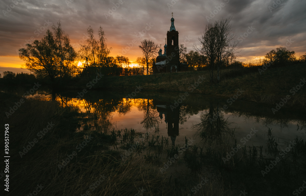 sunset over the river