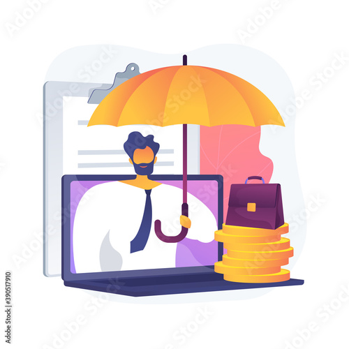 Employment insurance abstract concept vector illustration. Sickness benefits, income replacement, quarantined employee, submit application form, legal document, compensation abstract metaphor.