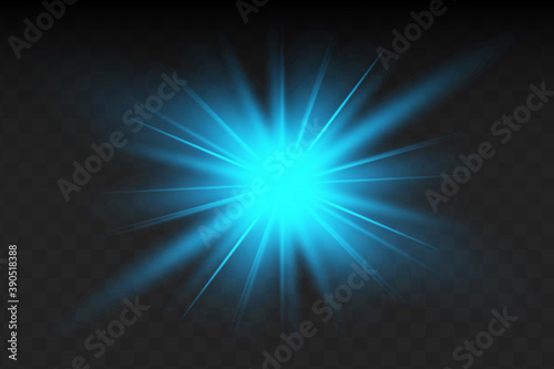 Blue glowing lights effects isolated on background. Glow light effect.