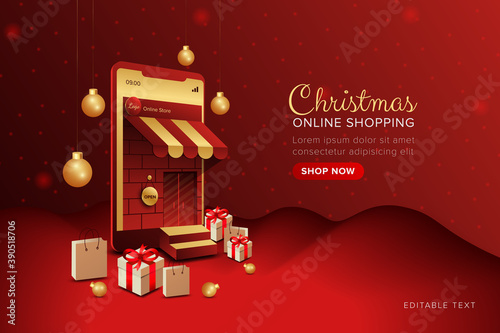 Online shopping promotion special christmas sale banner on mobile or web