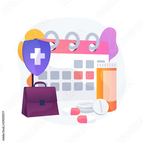 Sick leave abstract concept vector illustration. Paid days, stay home, without losing pay, social insurance, ill worker, sick businessman, home office, cold and flu, thermometer abstract metaphor.