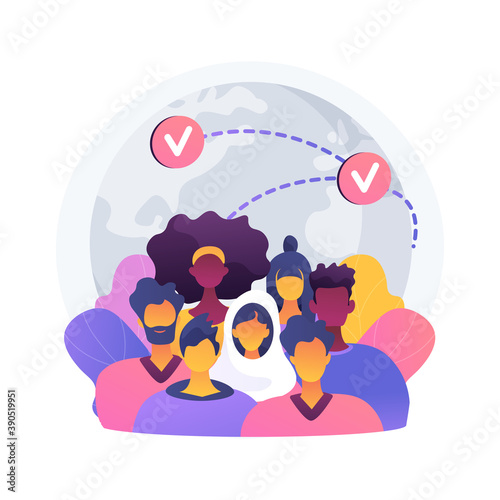 International migration abstract concept vector illustration. International migrants, border control, movement of people, leaving a country, application form, travel with bag abstract metaphor.
