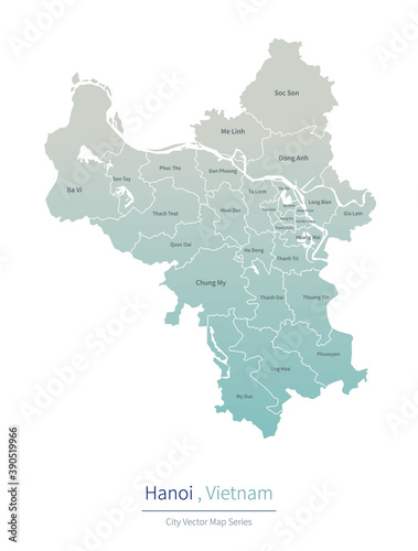 Hanoi Map. vector map of major city in the Vietnam.