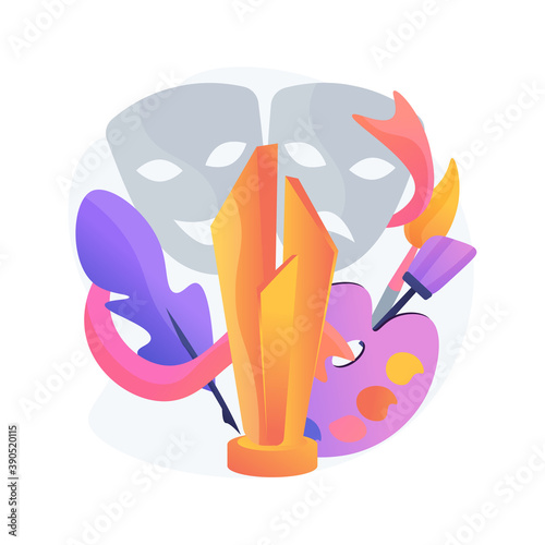 Cultural prize abstract concept vector illustration. Literary prize, academic culture award, nobel laureate, life science, winner signs book, hold trophy, art festival abstract metaphor.