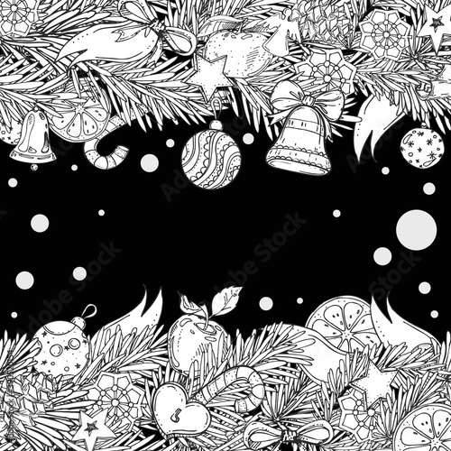 Wallpaper Mural Pattern for coloring book for adult and children. New Year and Christmas hand drawn decorative elements. vector eps 8 Torontodigital.ca