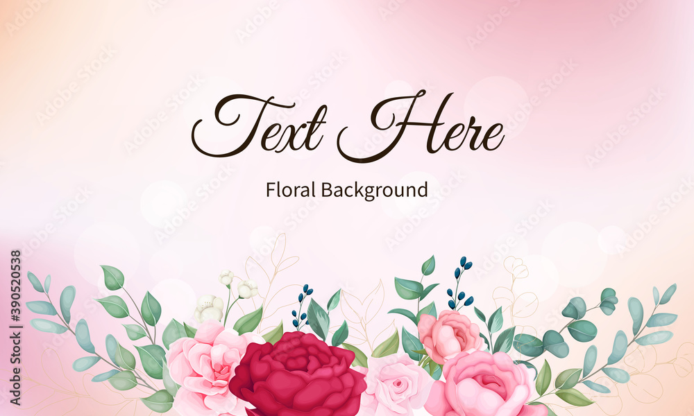 Beautiful blooming floral and leaves background