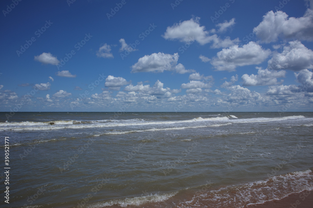 Beach on the coast of the sea of Azov. Kuchuguri