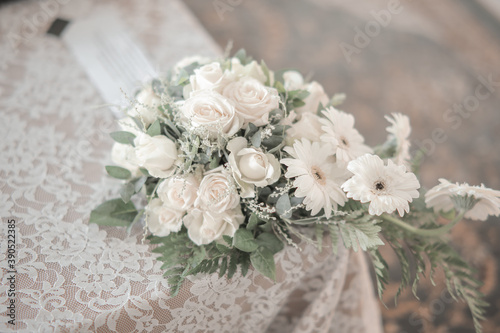 wedding bouquet of white roses