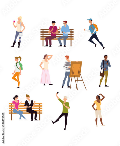people outdoor activity, include walk, running, painting and more photo