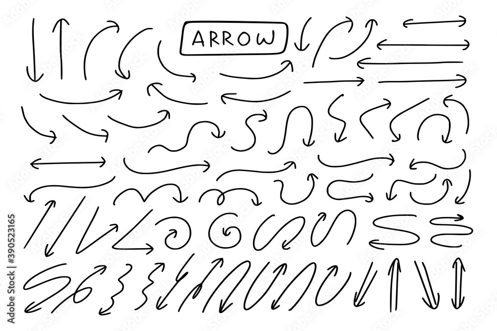 Thin arrow big set drawing doodle collection Thin arrow big set drawing doodle collection