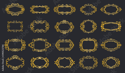 Vintage Gold frame with swirl collection vector
