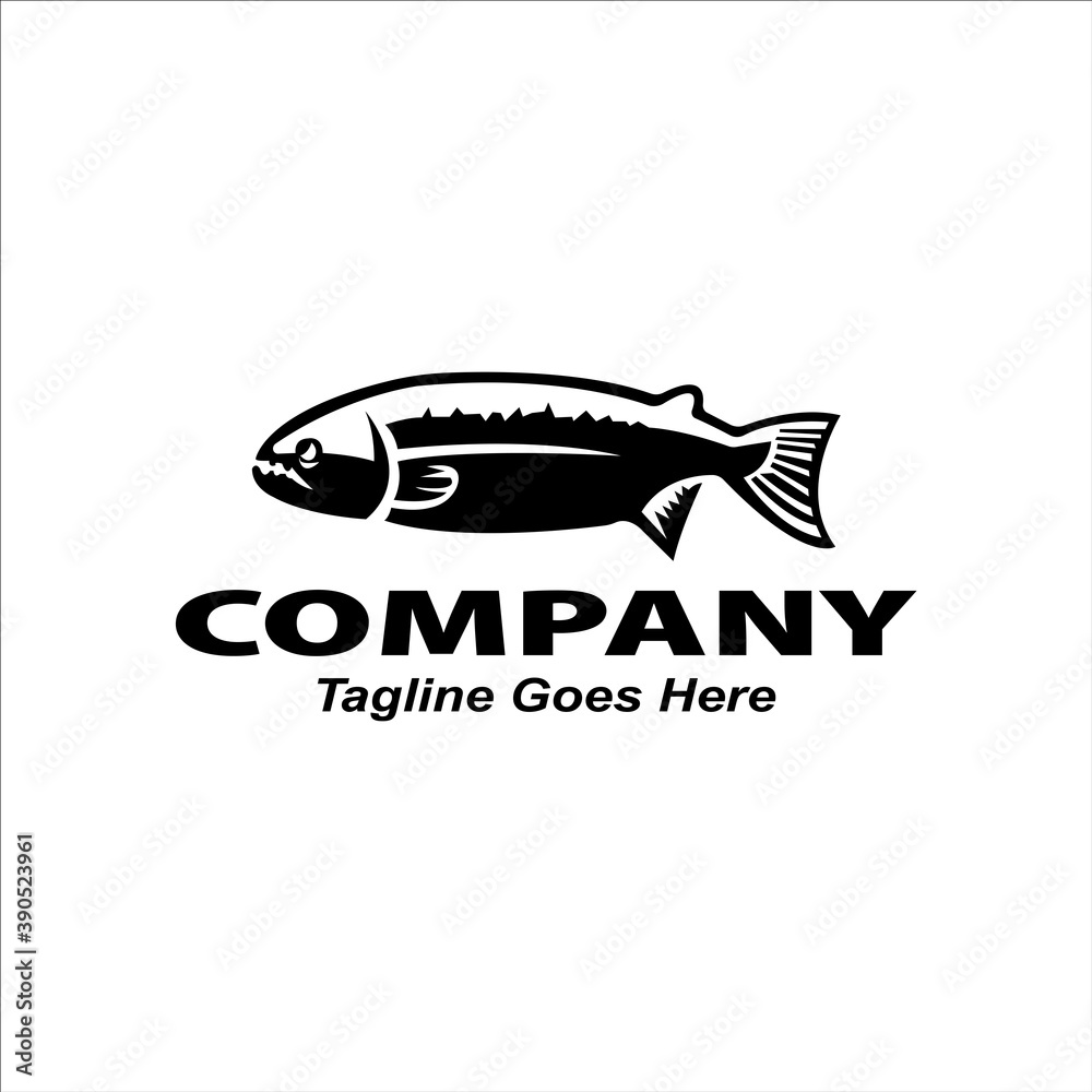 Obraz premium salmon fish logo seafood label badge vector sticker download