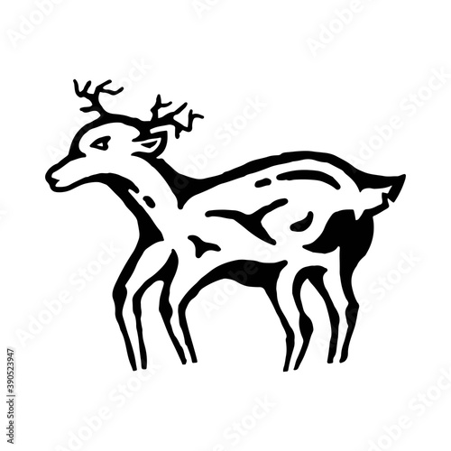 merry christmas design vector. animal deer hand drawing.