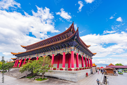 Chongsheng Temple under the blue sky and white clouds in Dali, Yunnan, China