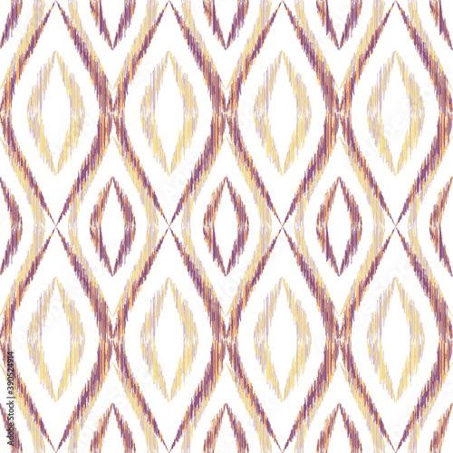 Ikat ogee seamless vector pattern illustration.