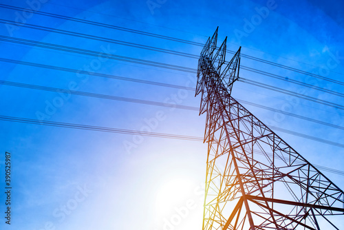 High voltage tower sky sunset background high voltage tower in thailand