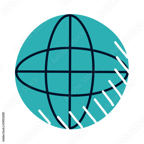 global sphere icon  half line half color style