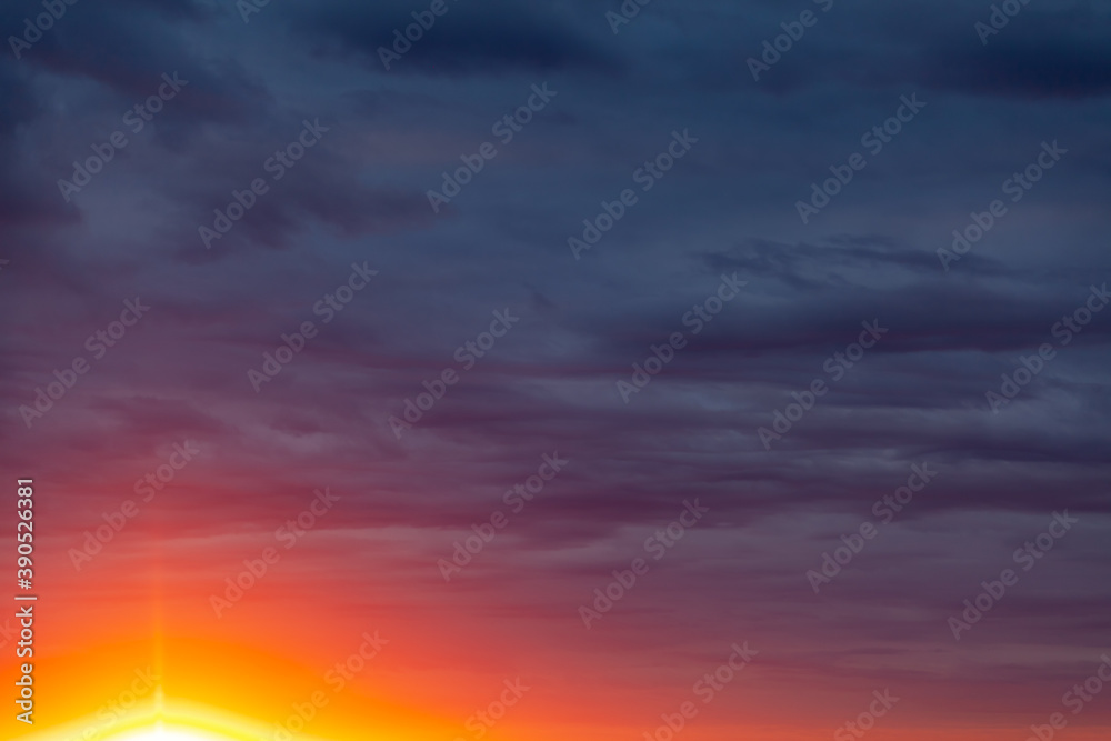 Fototapeta premium dark blue-red sky and sunset with blurry background, used as a background or texture, soft focus
