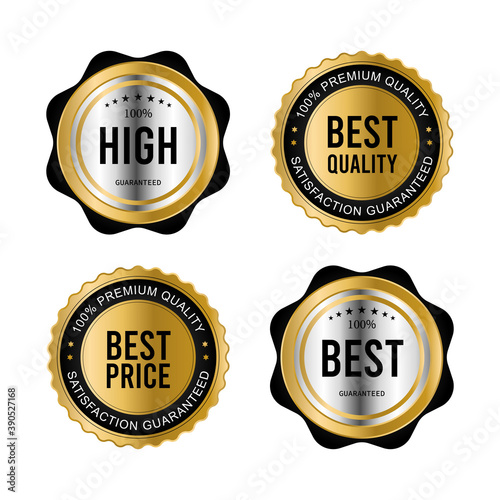Luxury gold badges and labels premium quality product. vector illustration