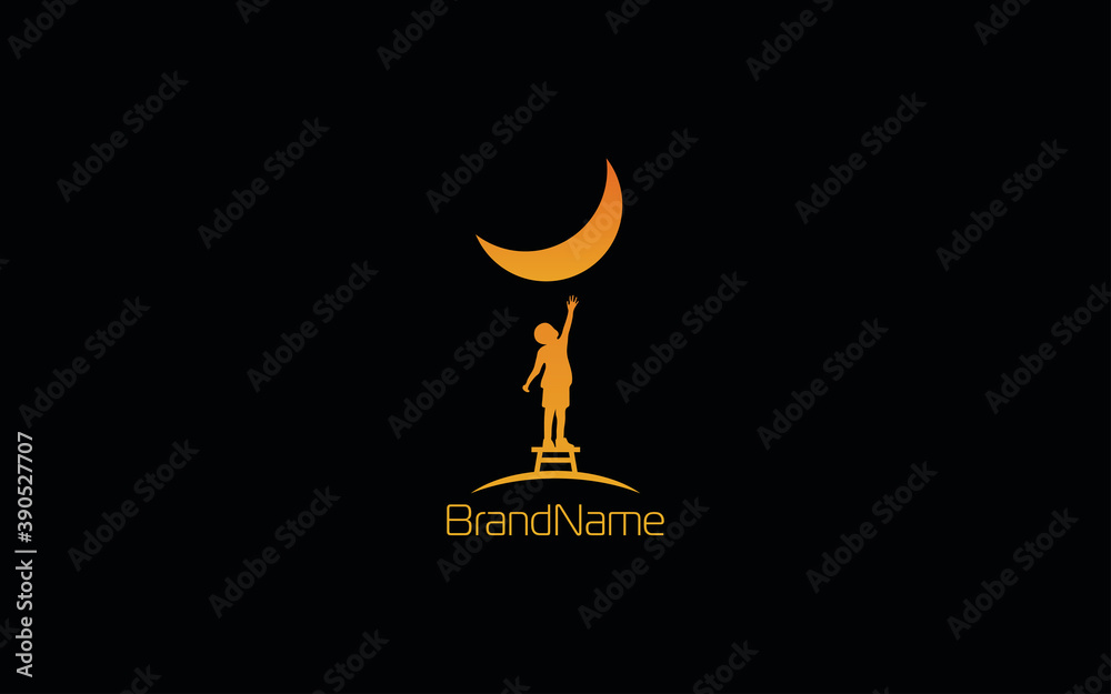 Dream logo formed a child reaching the moon
