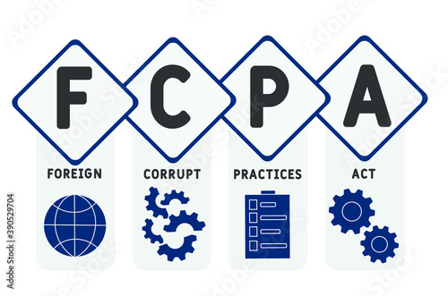 FCPA - foreign corrupt practices act  acronym  business concept background. vector illustration concept with keywords and icons. lettering illustration with icons for web banner, flyer, landing page