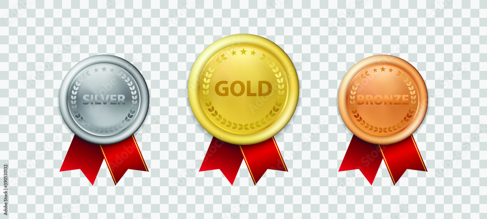 Realistic 3d Champion Gold medal with ribbon vector illustration Realistic 3d Champion Gold medal with ribbon vector illustration