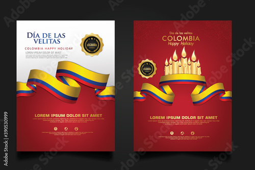 Set Colombia Day background template.