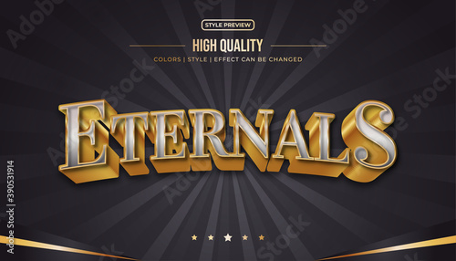 Luxury 3d silver and gold text style with embossed and curved effects