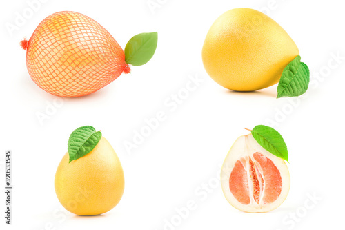 Collection of pompelmoes over a white background photo