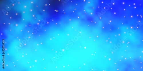 Dark BLUE vector background with small and big stars. © Guskova